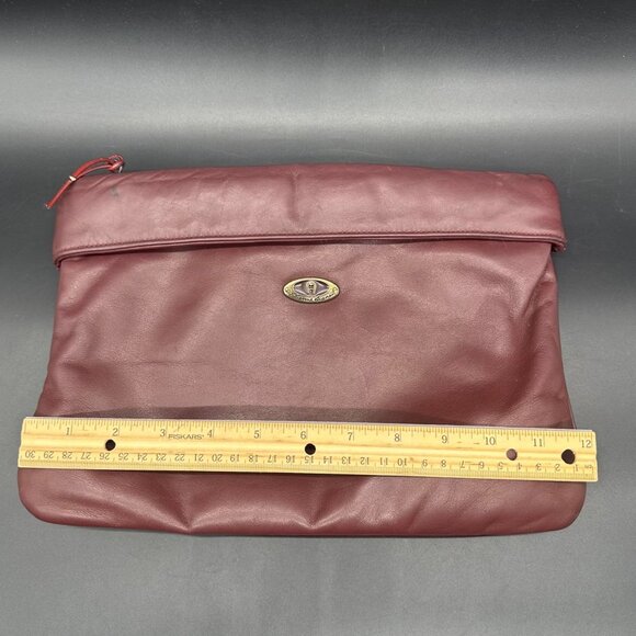 Vintage Etienne Aigner Leather Clutch Purse 1970s Maroon Handbag Retro Fashion - Picture 12 of 12